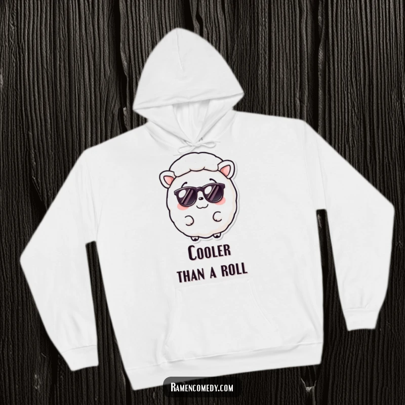 Funny Nori Sheet Hoodie featuring a smiling seaweed character sporting stylish tiny sunglasses for ultimate cool.