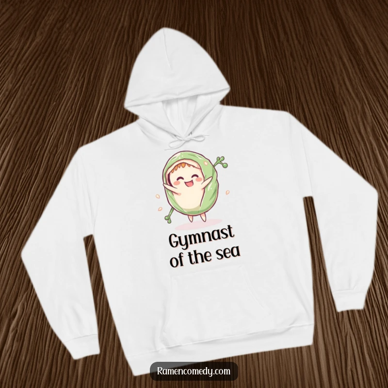 Funny Hoodie: A grinning seaweed wrap does a cartwheel, offering cozy comfort and a dose of playful humor.