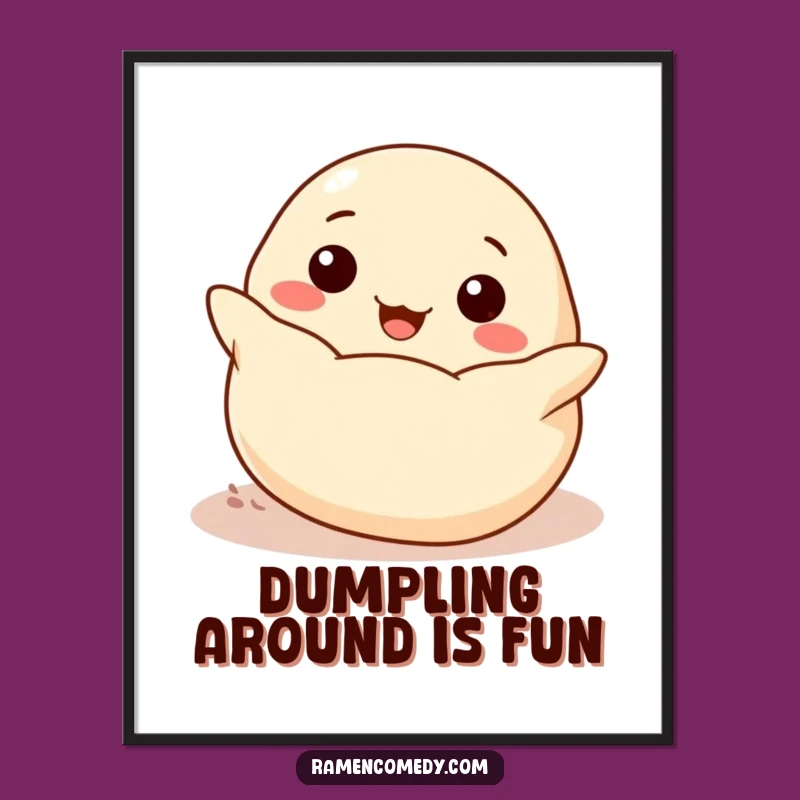 Free Printable Wall Art: Cheerful Dumpling Rolling Fun Digital Art Downloadable Gift
