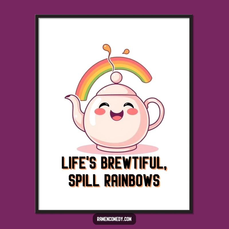 Free Printable Teapot Rainbow Wall Art: Whimsical Decor for a Funny Downloadable Gift!