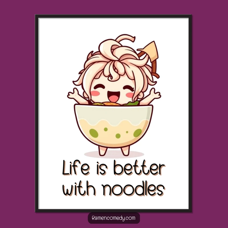 Funny Free Printable Wall Art: Dancing Ramen Bowl - Downloadable Decor