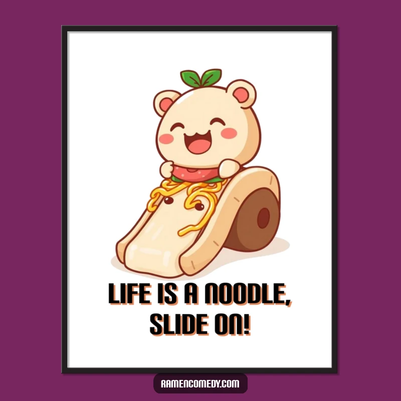 Funny Free Printable Wall Art: Bao Bun Noodle Slide - Whimsical Decor Download