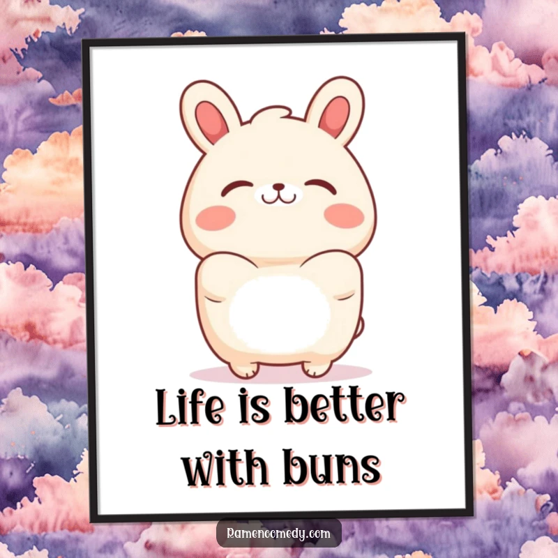 Funny Free Printable Wall Art: A smiling bao bun character offering a big, warm hug.