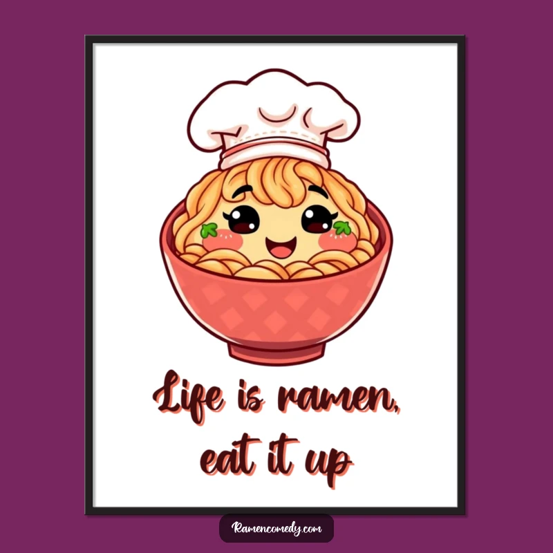 Funny Free Printable Wall Art: Cheerful Ramen Chef Bowl