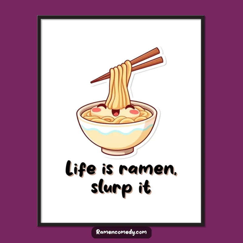 Funny Free Printable Wall Art: Waving Ramen Bowl, Whimsical Downloadable Art