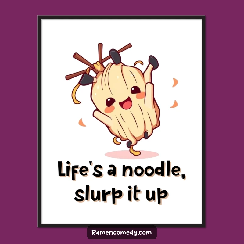 Free Printable Wall Art: Funny Ramen Noodle Somersault, Quirky Downloadable Decor!