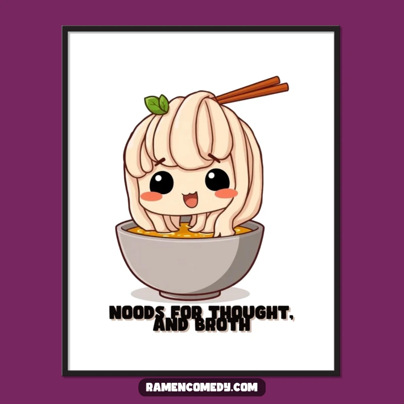 Funny Free Printable Wall Art: Udon Noodle Broth Sip - Cozy Downloadable Decor