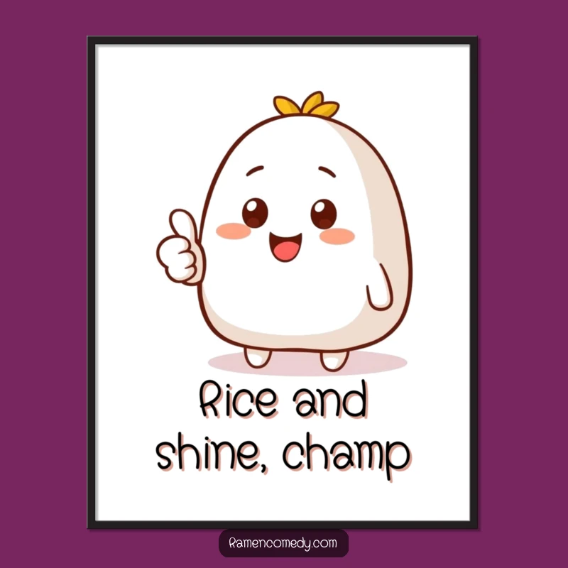 Funny Free Printable Wall Art: Thumbs Up Onigiri, Positive Downloadable Decor!