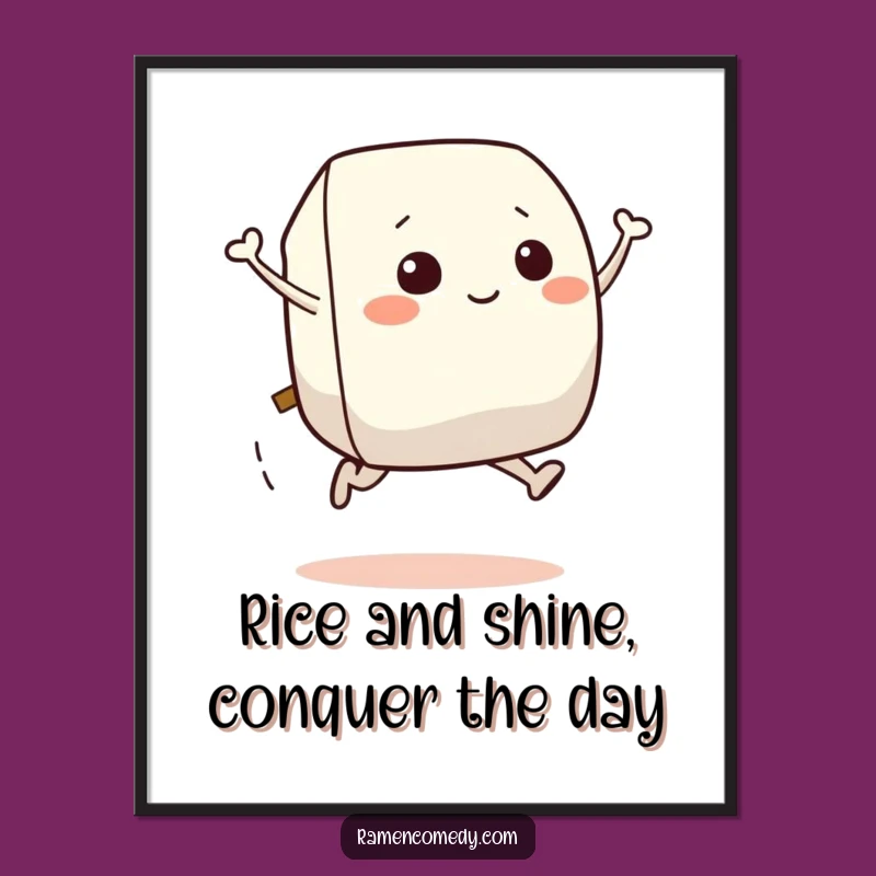 Funny Free Printable Onigiri Art: Joyful Leap - Downloadable Foodie Decor!