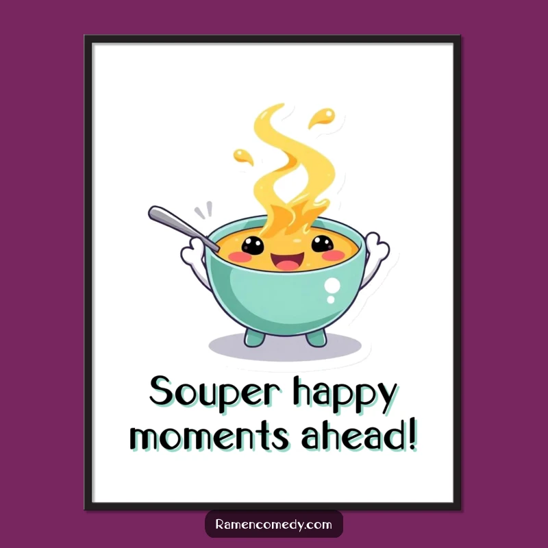 Funny Free Printable Wall Art: Splashing Soup Character, Quirky Downloadable Decor!
