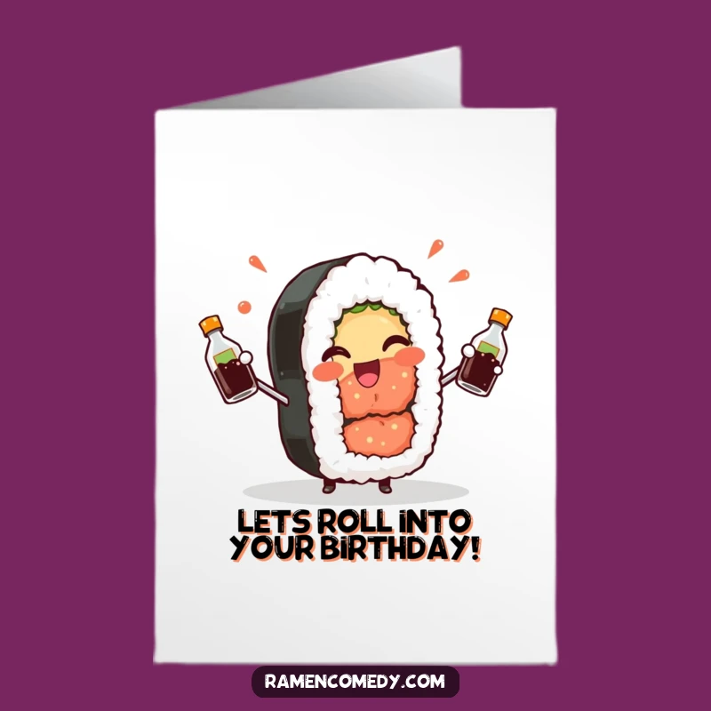 Free Printable Sushi Birthday Card: Witty Roll Wink Downloadable Funny Gift