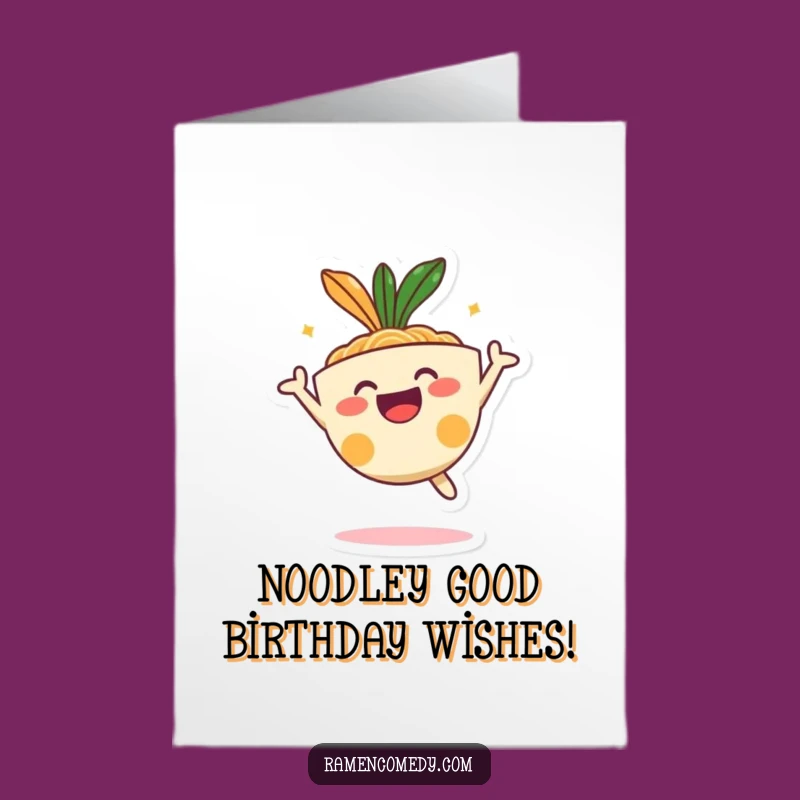 Free Printable Birthday Card: Happy Ramen Jumping Fun Downloadable Gift