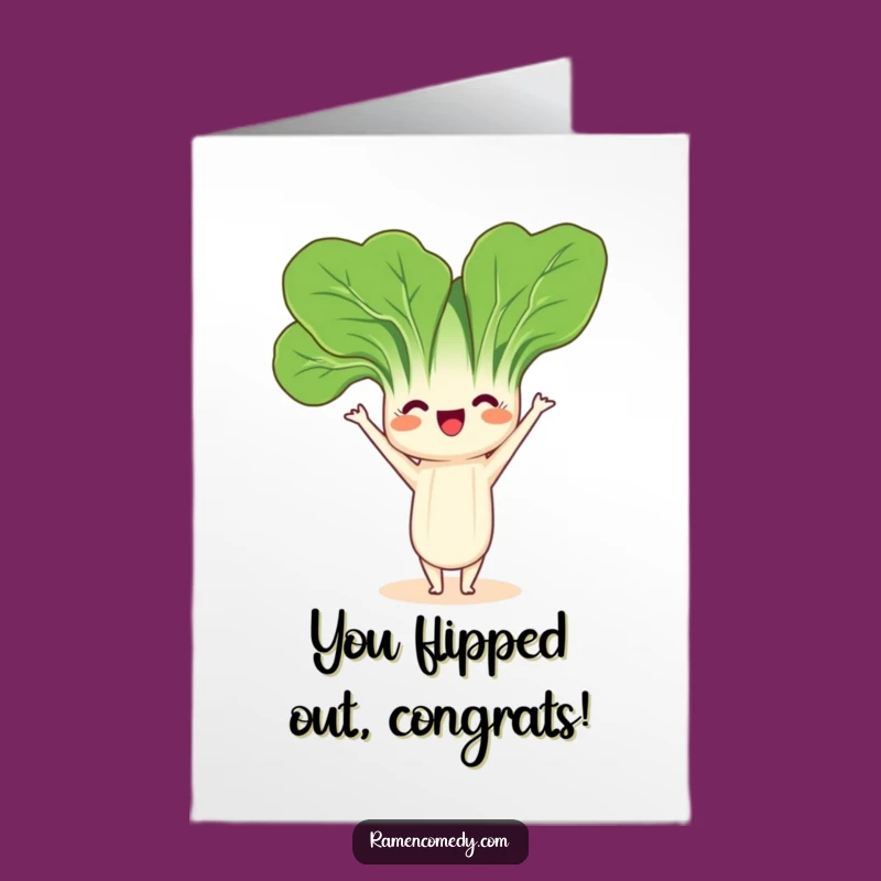 Free Printable Bok Choy Headstand Congrats Card: Upside-Down Success for a Funny Downloadable Gift!