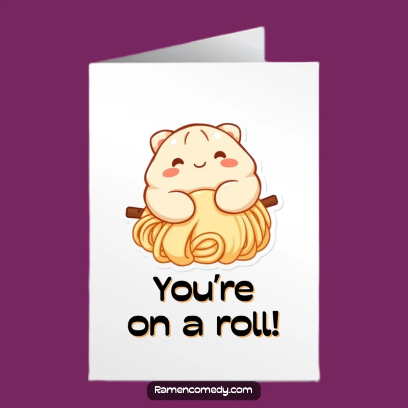 Free Printable Congrats Card: Dumpling Slides Noodle - Fun Downloadable Celebration Gift