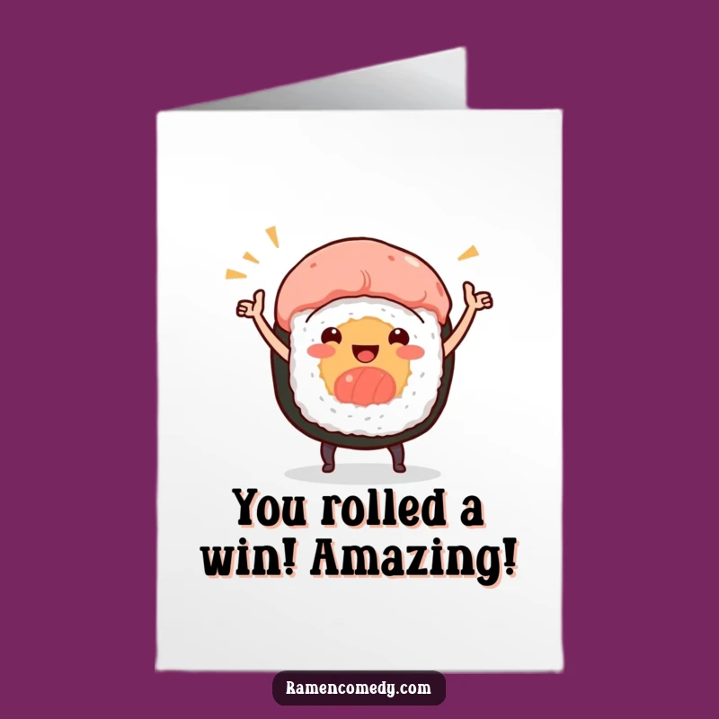 Free Printable Congratulations Card: Dancing Sushi Roll, Fun Downloadable