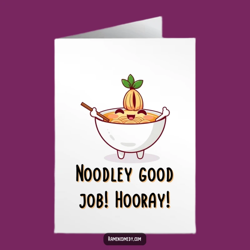 Free Printable Congratulations Card: Waving Ramen Bowl, Unique Downloadable