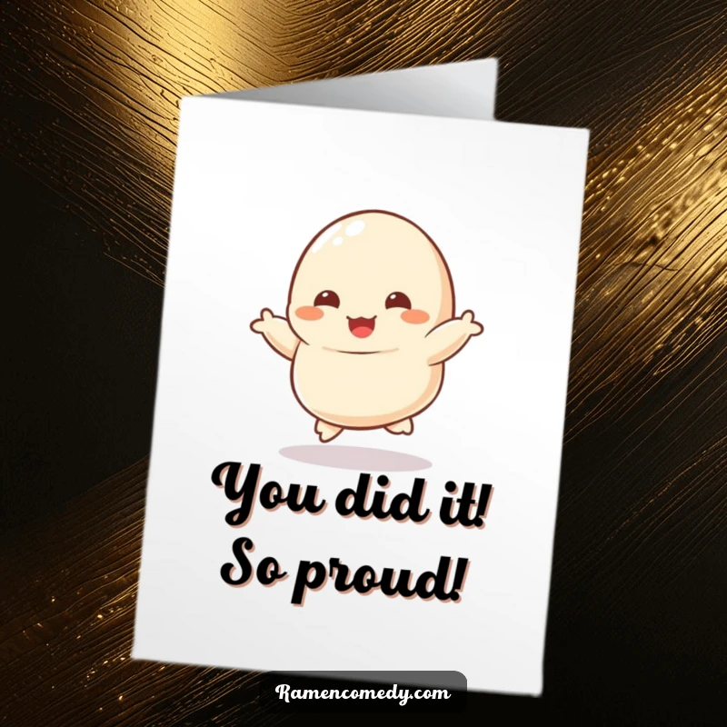 Funny Free Printable dumpling character with tiny feet kicking joyfully, celebrating a big win with dancing.