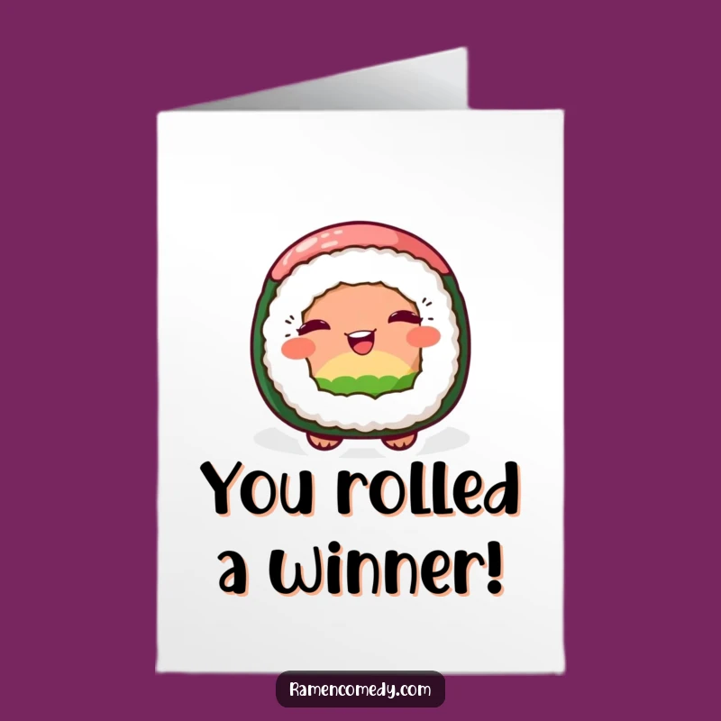 Free Printable Sushi Congrats Card: Winking Roll Celebrates Your Success - Download!