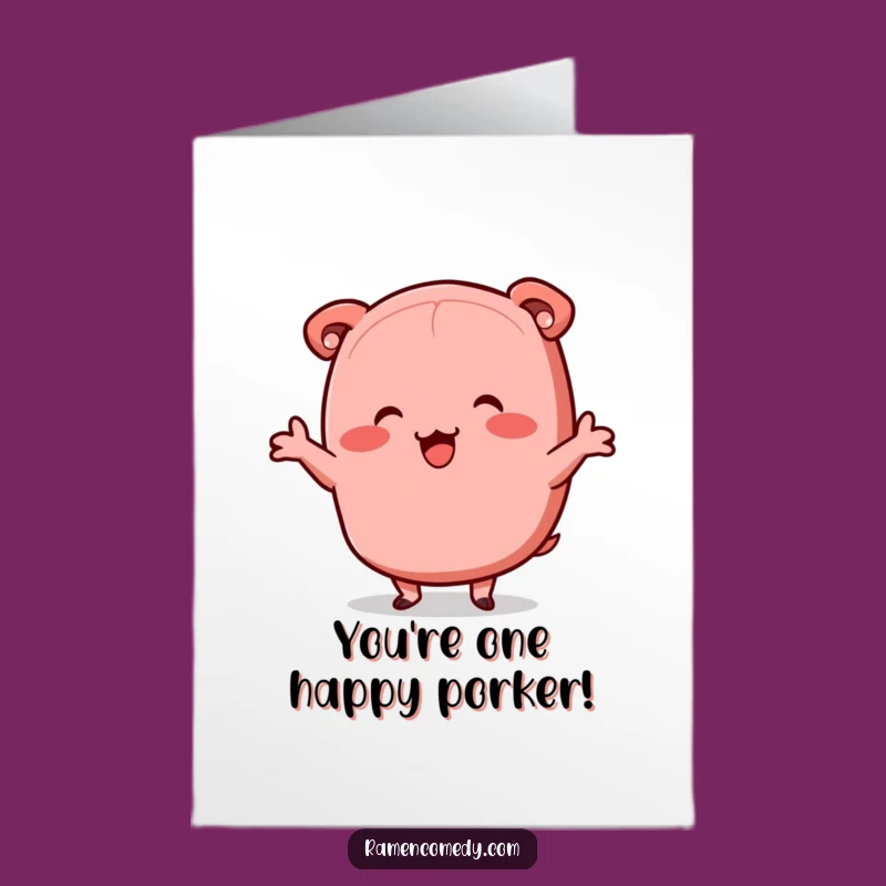Free Printable Congrats Card: Dancing Chashu Pork Downloadable Celebration