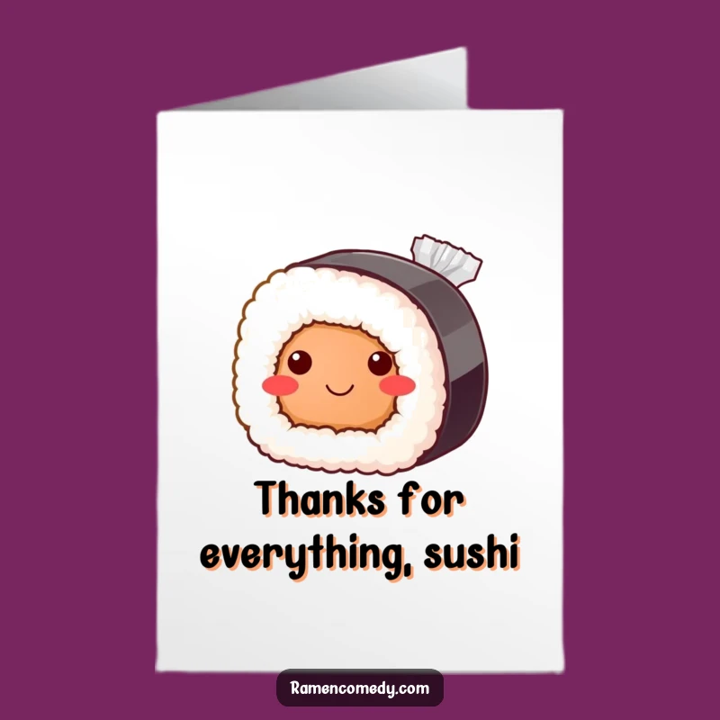 Free Printable Thank You Card: Bashful Sushi Roll DIY Downloadable Gift