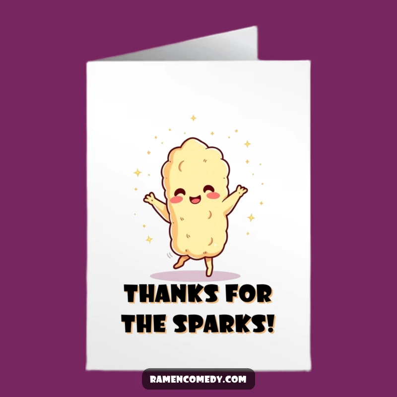 Free Printable Thank You Card: Dancing Tempura Sparks Funny Downloadable Gift