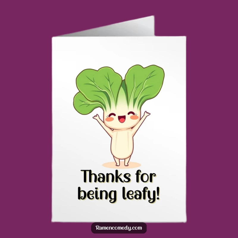 Free Printable Bok Choy Headstand Thank You Card: A Balancing Act for a Funny Downloadable Gift!
