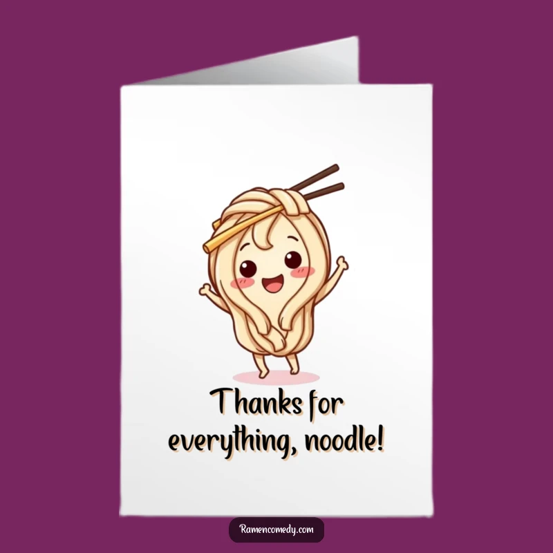 Free Printable Udon Thank You Card: Noodle Dance Downloadable for Grateful Thanks