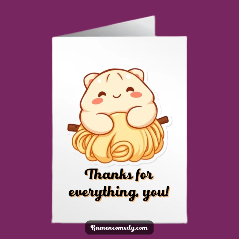 Free Printable Thank You Card: Dumpling Slides Noodle - Sweet Downloadable Gift