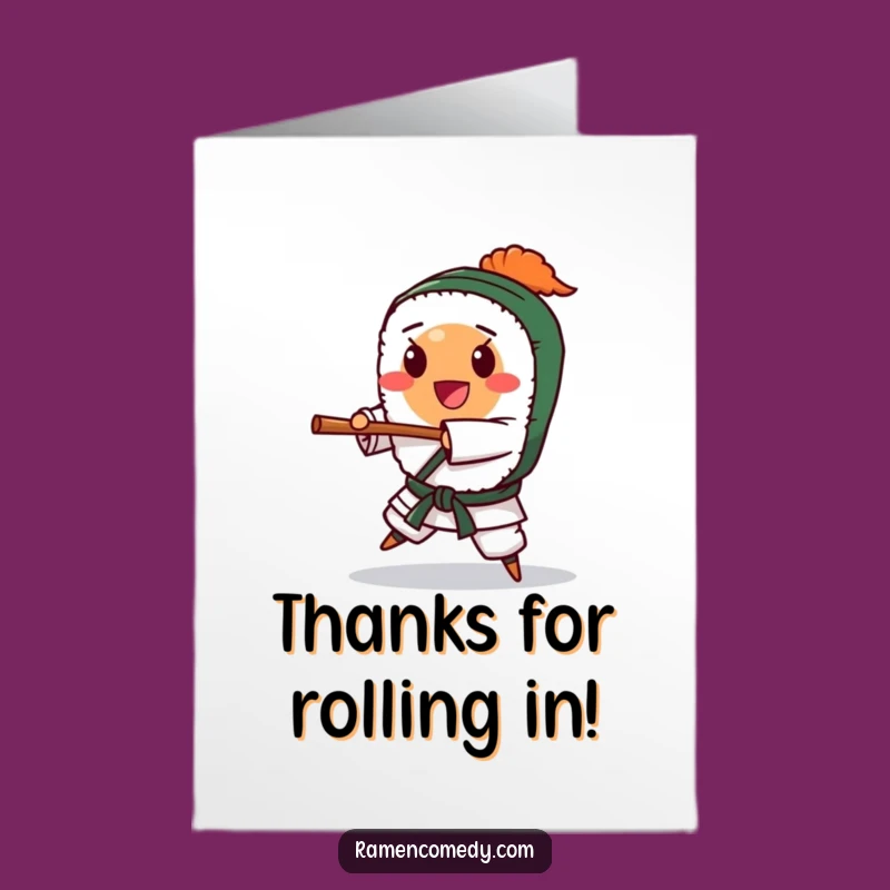 Free Printable Thank You Card: Sushi Karate Chop Thanks Funny Downloadable Gift