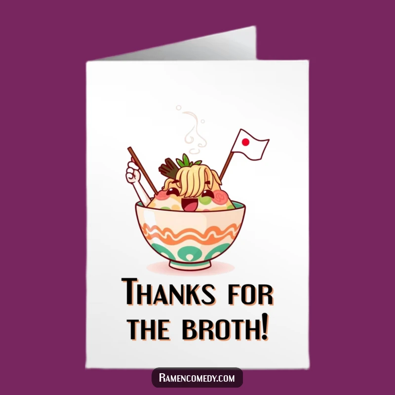 Free Printable Thank You Card: Waving Ramen for a Heartfelt Funny Thanks