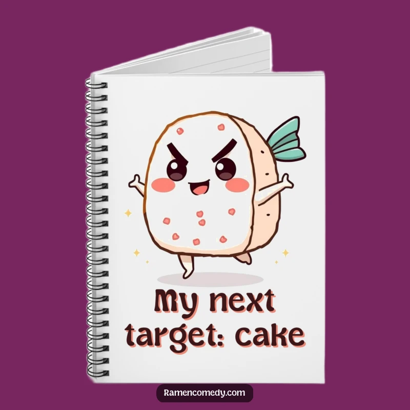 Funny Onigiri Kicking Fish Cake Notebook - Jot Down Laughs Gift