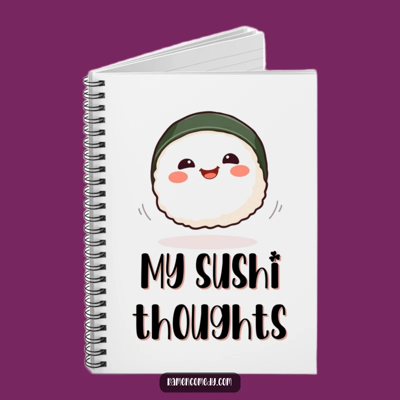 Funny Smiling Sushi Spinning Notebook - Playful Foodie Journal