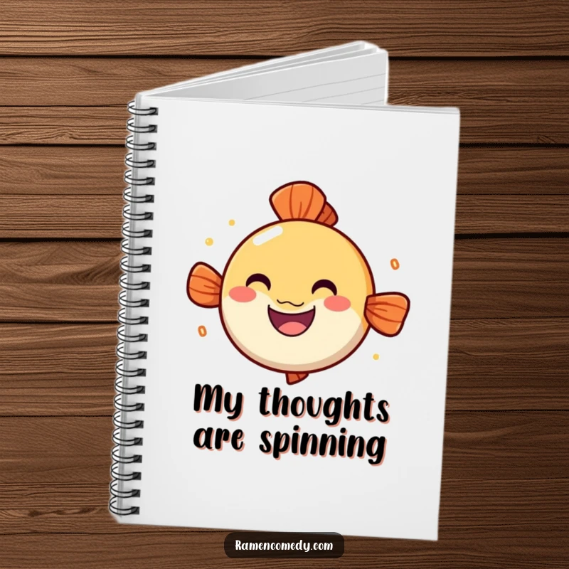 Funny narutomaki notebook, cheerful spinning fish cake, cute ramen journal.