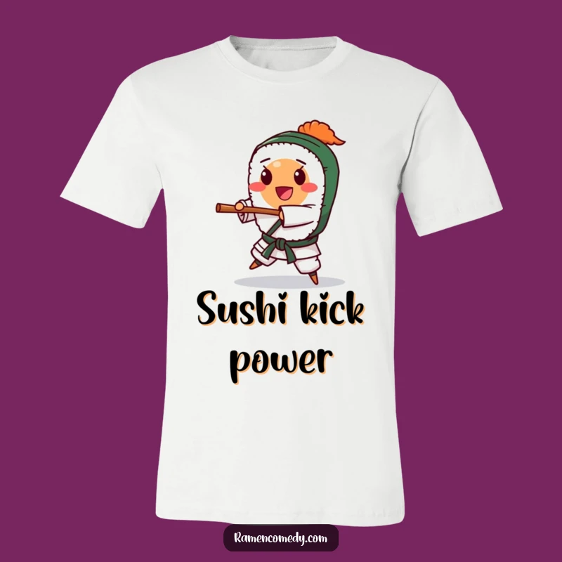 Funny Happy Sushi Karate Chop T-Shirt - Playful Foodie Funny Gift Tee