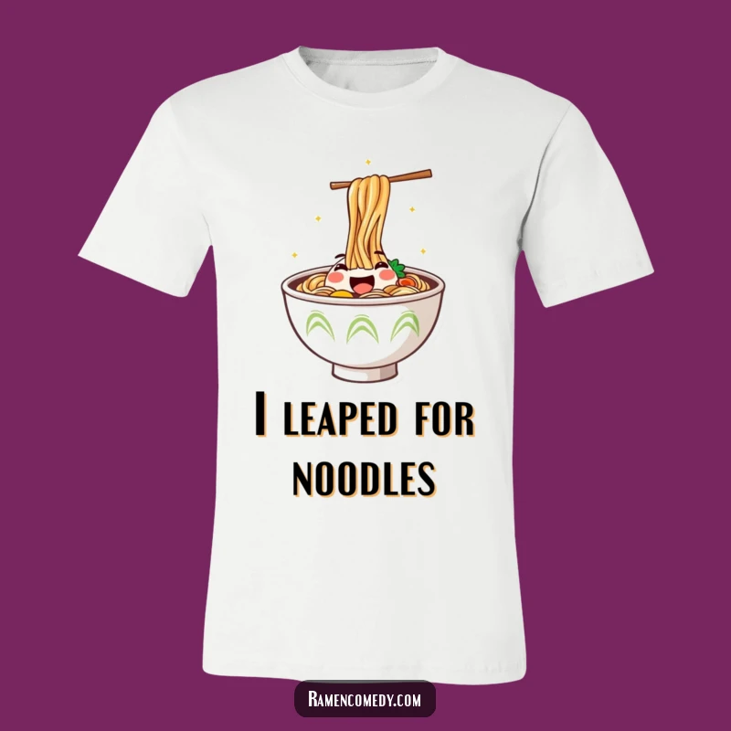 Funny Jumping Ramen T-Shirt: Smiling Noodle Bowl Tee, Humorous Gift