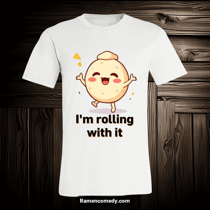 Funny T-Shirt showcasing an energetic takoyaki ball character performing a joyful jig, radiating pure fun and street food vibes.