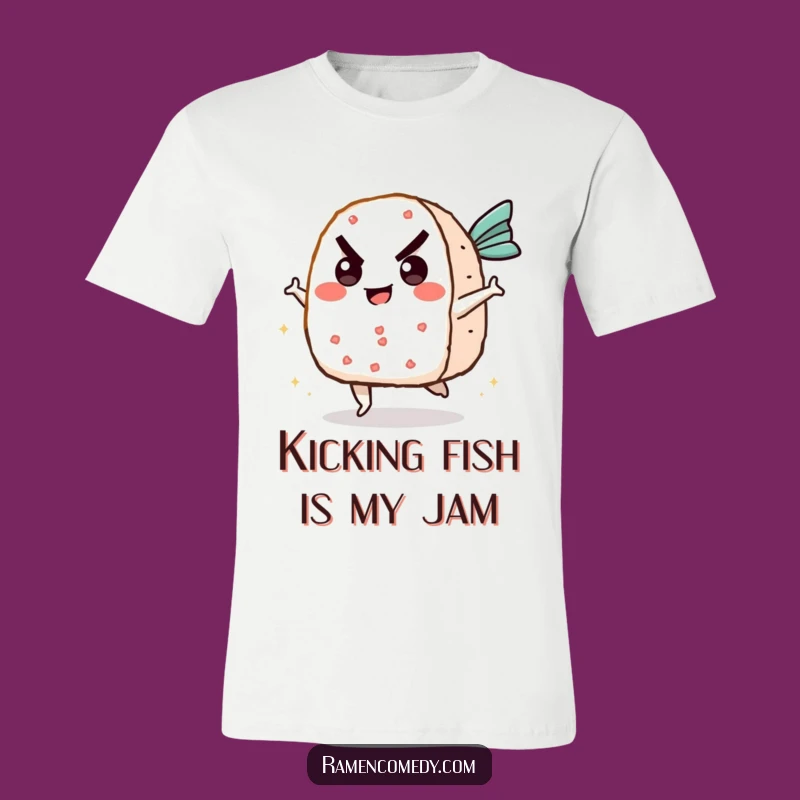 Funny Onigiri vs Fish Cake T-Shirt - A Hilarious Action Design Gift