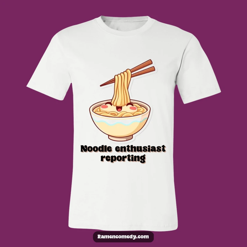 Funny Ramen T-Shirt: Happy Noodles Waving Hello
