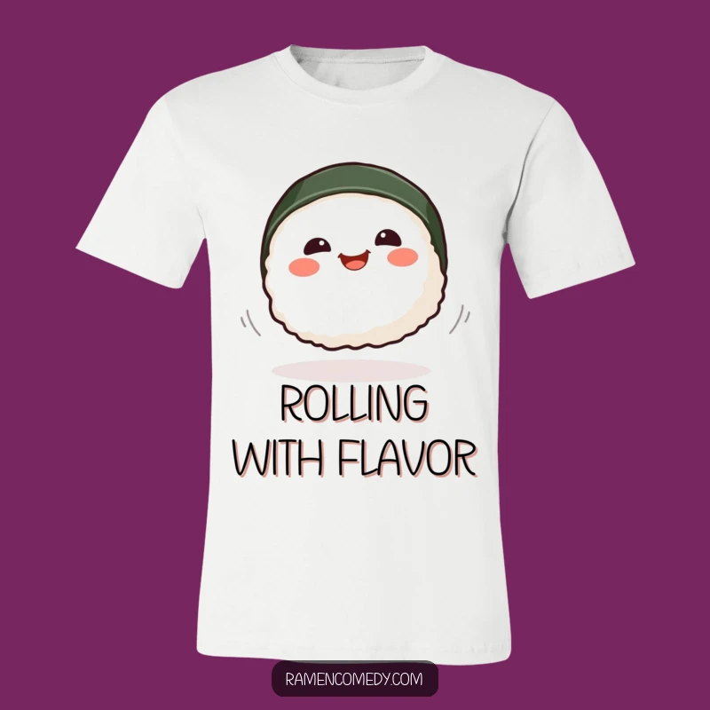 Funny Smiling Sushi Spinning T-Shirt - Playful Foodie Tee