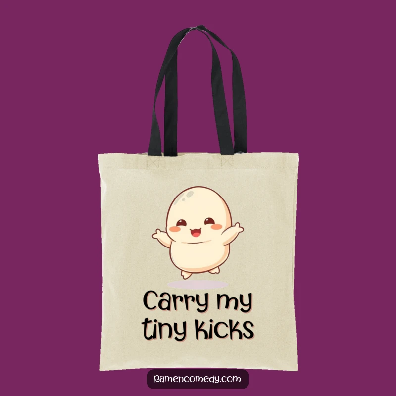 Funny Dumpling Shopper Tote - Dancing Character Kicking Joyfully, Stylish Funny Gift