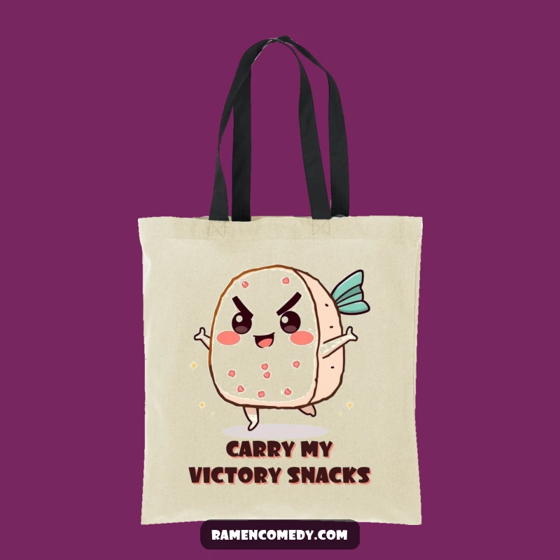 Funny Onigiri Kicking Fish Cake Tote Bag - Carry Your Humor in Style