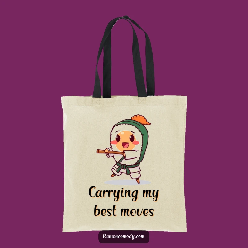 Funny Happy Sushi Karate Chop Tote Bag - Carry Your Fun Funny Gift