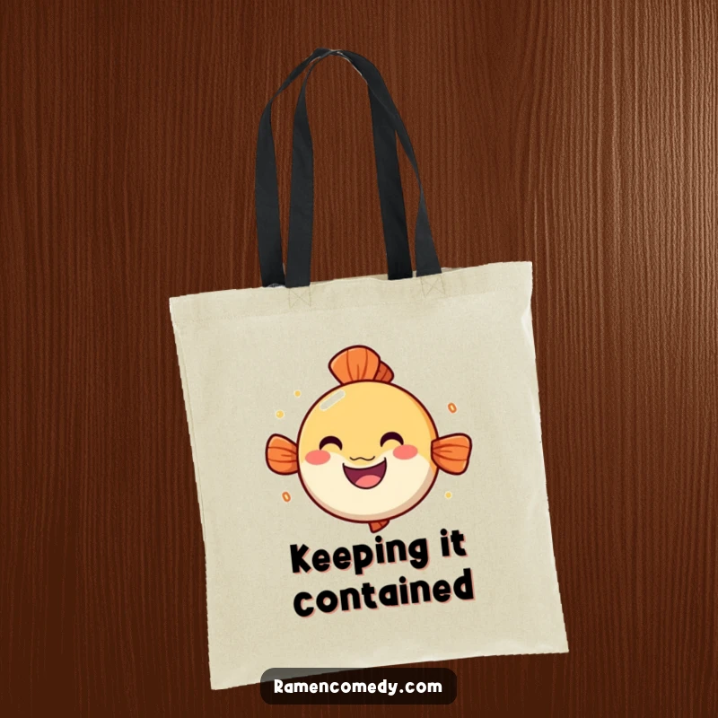 Funny narutomaki tote bag, cheerful spinning fish cake, cute ramen accessory.