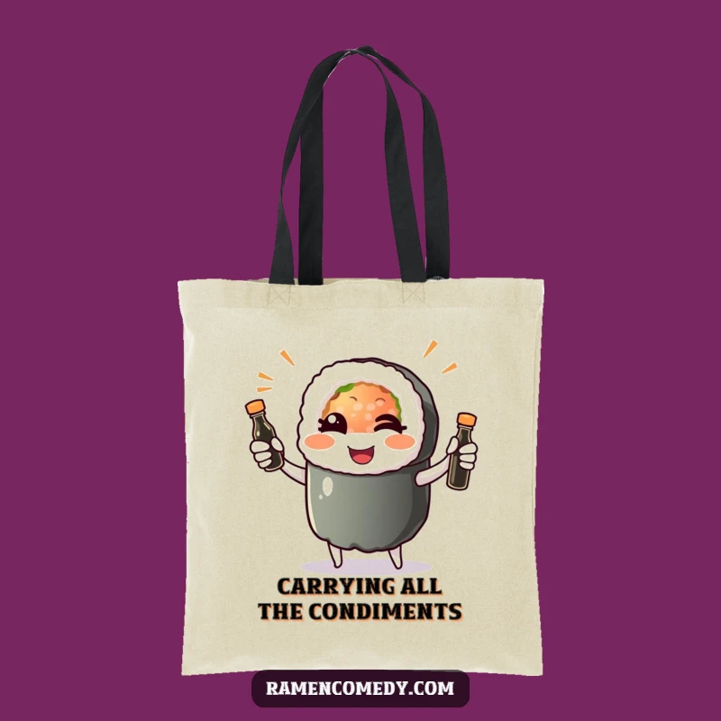 Funny Sushi Roll Wink Tote Bag: A Hilarious Shopping Companion