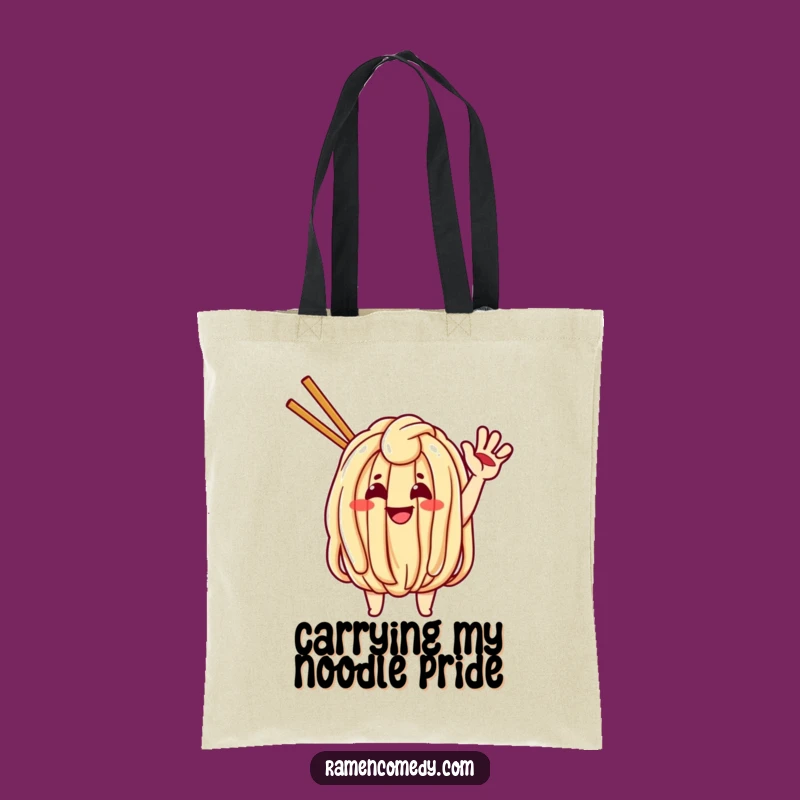Funny Waving Udon Tote Bag - Cheerful Noodle Carry-All
