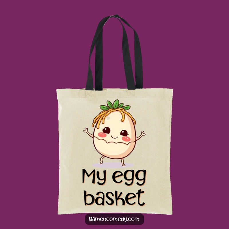 Funny Kicking Ramen Egg Tote Bag: Happy Egg Carrier, Humorous Gift